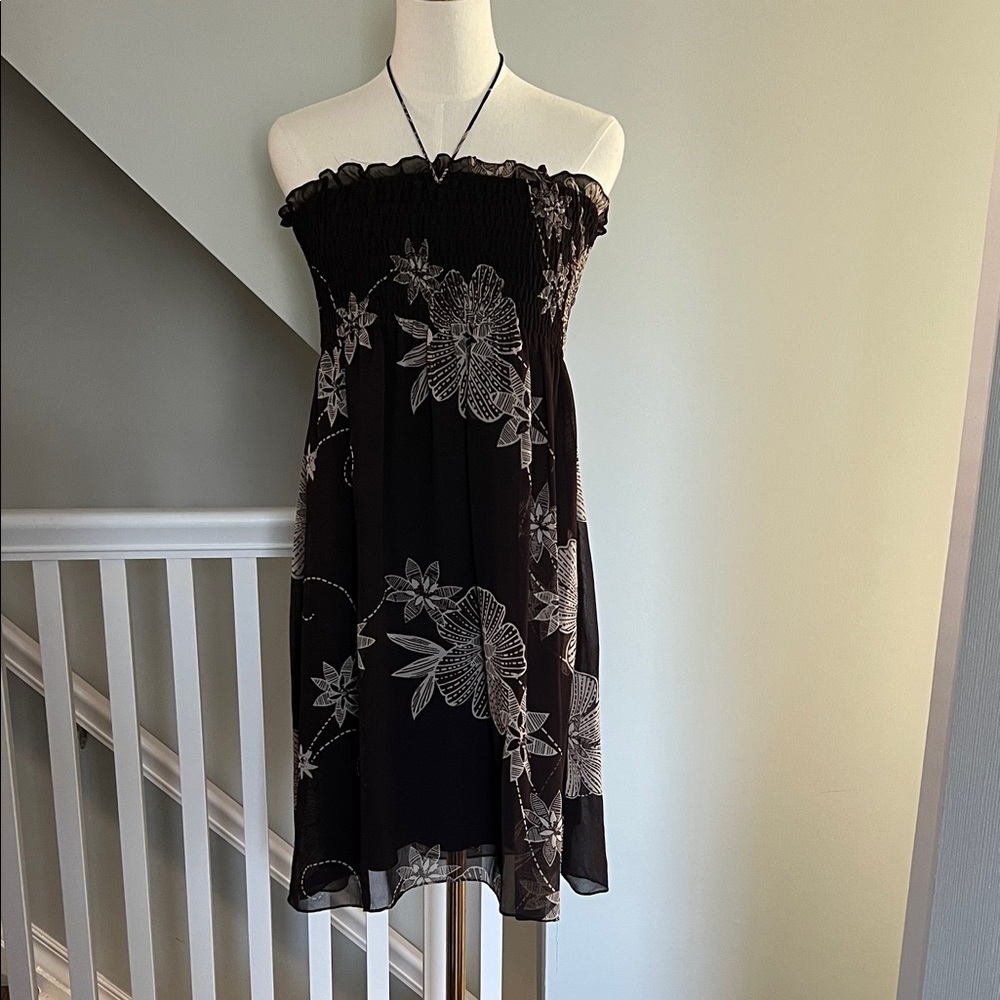 Newport News Black Strapless Floral Sundress